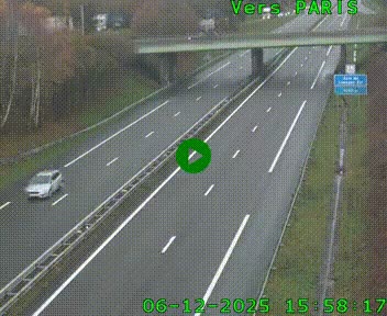 Caméra routière sur l'autoroute A20 au nord de Limoges, à la jonction avec la N520. Vue orientée vers Paris