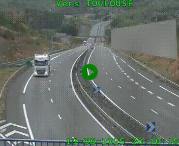 Caméra routière sur l'autoroute A20 à Noailles, en périphérie de Brive-la-Gaillarde. Vue orientée vers Toulouse