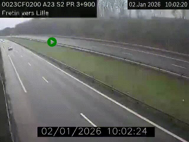 Webcam autoroute A23 à hauteur de Fretin. Vue orientée vers Lille