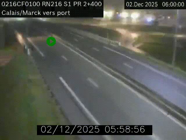 Webcam à Calais sur A216 (N216) en direction du port (harbour) de Calais.