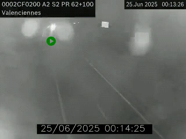 Webcam autoroute A2 à Valenciennes. Vue orientée vers Maubeuge et Mons (Belgique)