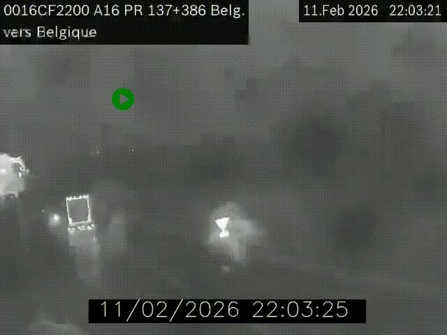 Webcam à la frontière franco-belge au niveau de Bray-Dunes/De-Panne sur l'autoroute A16. Vue orientée vers la Belgique