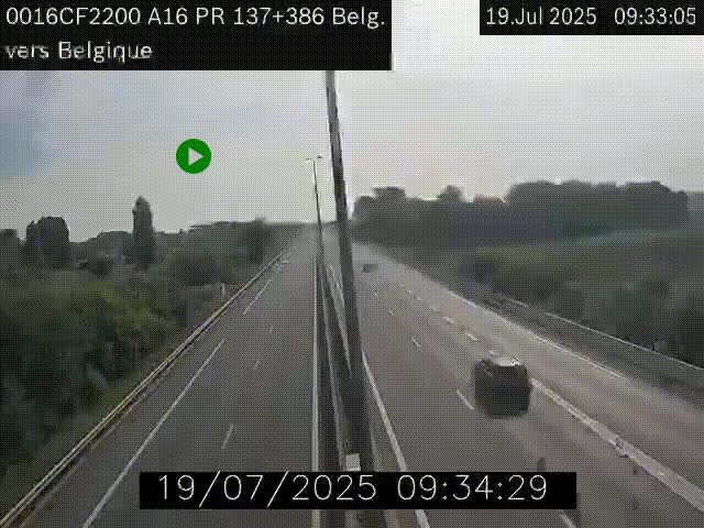 Webcam à la frontière franco-belge au niveau de Bray-Dunes/De-Panne sur l'autoroute A16. Vue orientée vers la Belgique