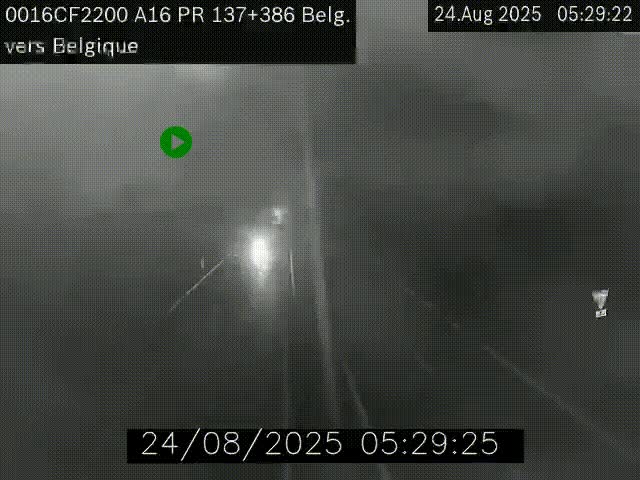 Webcam à la frontière franco-belge au niveau de Bray-Dunes/De-Panne sur l'autoroute A16. Vue orientée vers la Belgique