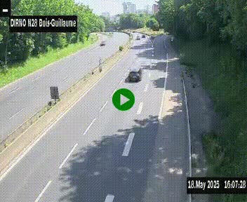Webcam routière à hauteur de Bois-Guillaume en périphérie de Rouen. Vue orientée vers Rouen