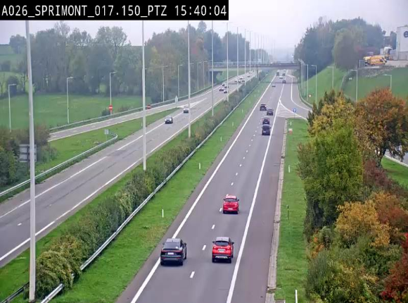 Webcam A26 (E25) à Sprimont, sur l'autoroute entre Liège et Arlon. Vue orientée vers le Luxembourg