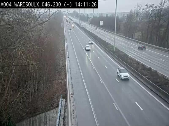 Webcam sur l'E411 à proximité de la jonction avec l'E42 à Warisoulx. Vue orientée vers le nord
