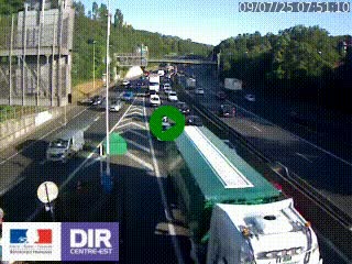 Caméra autoroute sur A6 - Valvert, près de Lyon, en direction de Paris, à hauteur de la sortie 36 Porte du Valvert