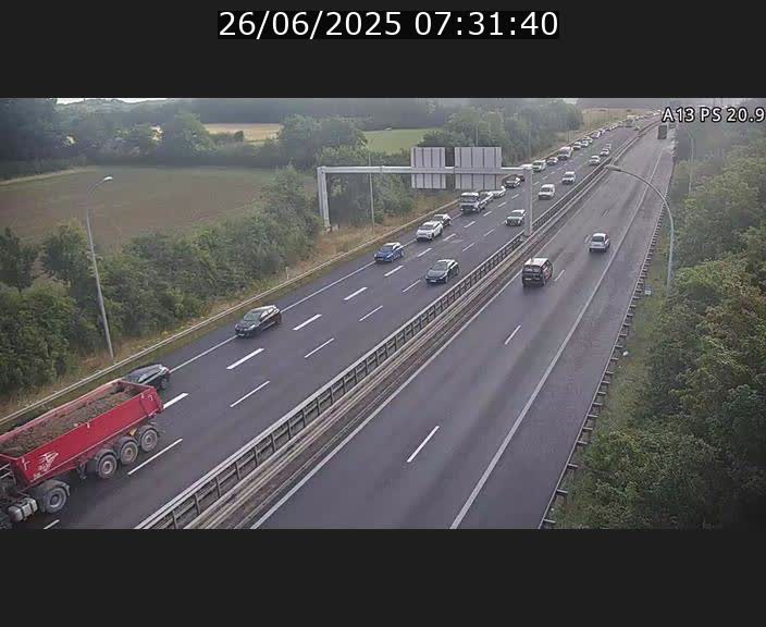 Traffic live webcam Luxembourg Croix de Bettembourg, rond-point d'Hellange - A13 direction Allemagne - BK 20.9
