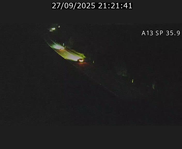 Webcam trafic sur A13 à l'entrée ouest du tunnel Markusbierg à Remerschen. Vue orientée vers Mondorf-les-Bains.