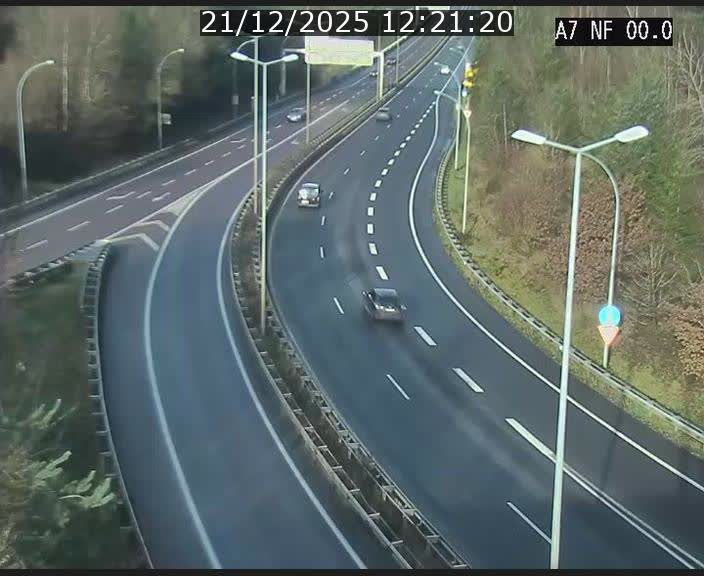 Caméra autoroute Luxembourg A7 - Echangeur A1/A7 Grünewald direction Tunnel Stafelter