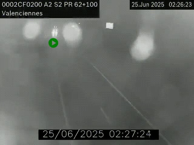 Webcam autoroute A2 à Valenciennes. Vue orientée vers Maubeuge et Mons (Belgique)