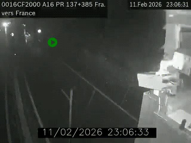 Webcam à la frontière franco-belge au niveau de Bray-Dunes/De-Panne sur l'autoroute A16. Vue orientée vers Calais