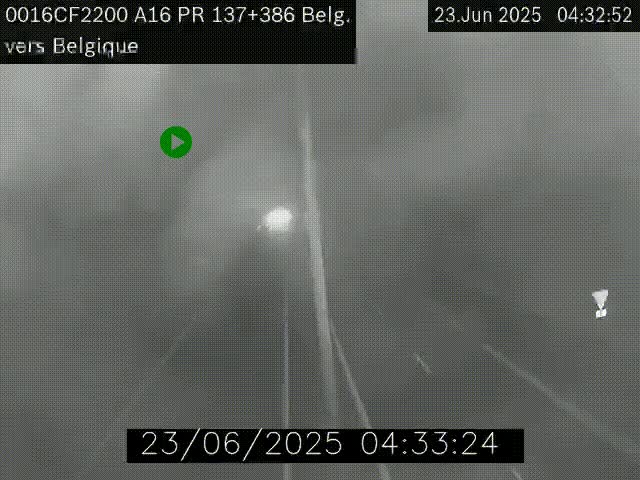 Webcam à la frontière franco-belge au niveau de Bray-Dunes/De-Panne sur l'autoroute A16. Vue orientée vers la Belgique