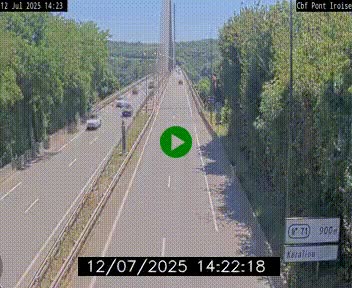 Webcam sur la N165 après le Pont de l'Iroise, à l'entrée de Brest