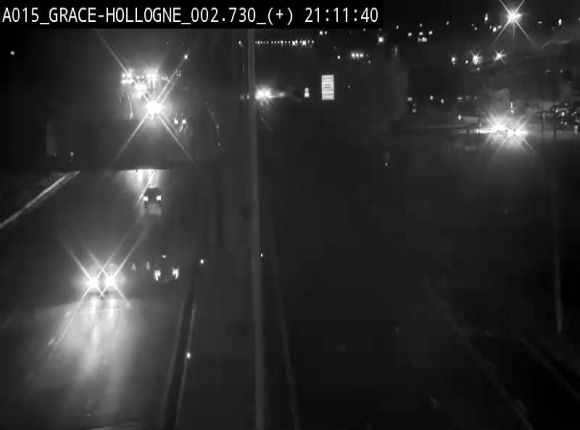 Webcam E42/A15 à Grâce-Hollogne, à proximité de la jonction avec l'A604. Vue orientée vers Namur