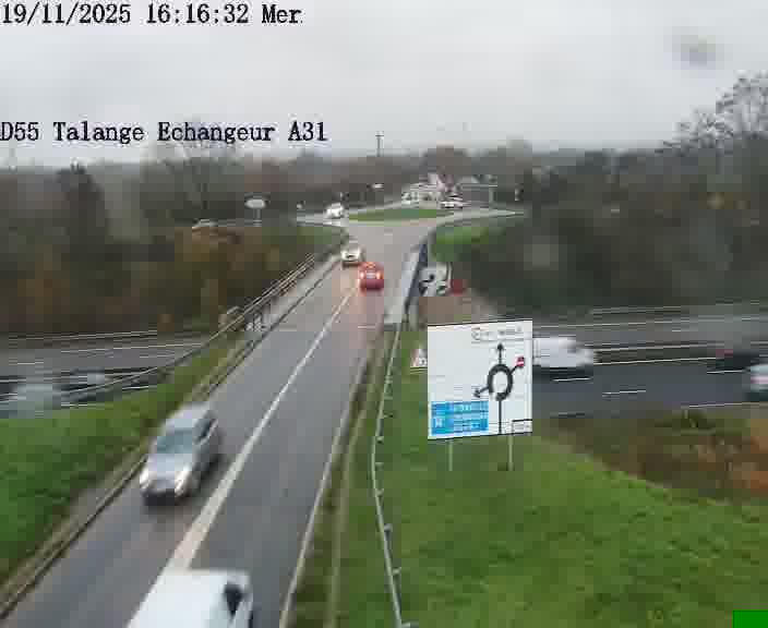 Webcam sur la D55 à Talange au niveau du pont surplombant l'A31 (sens droite-gauche vers Luxembourg). Vue orientée vers Ay-sur-Moselle.