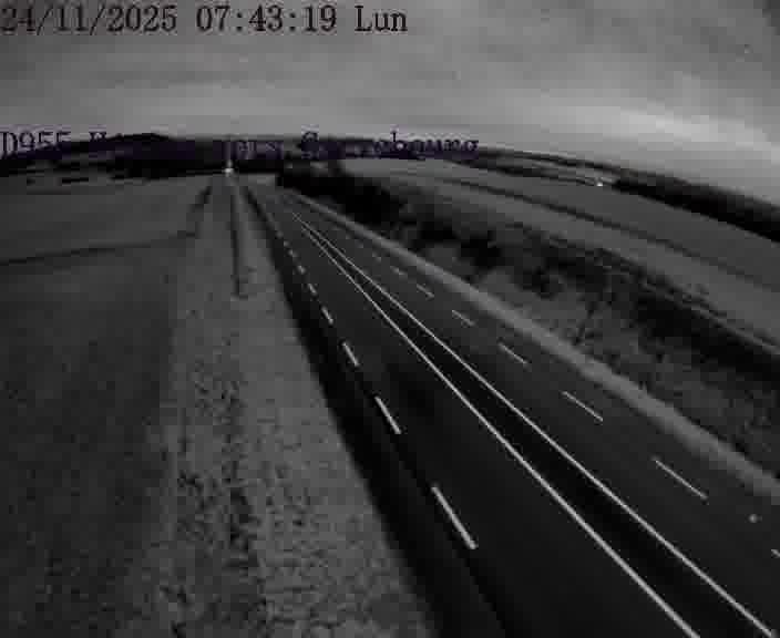 Caméra routière située sur D955 (France) à Heming, orientée vers Sarrebourg, surveillant en continu la circulation locale et régionale.