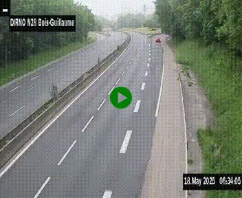 Webcam routière à hauteur de Bois-Guillaume en périphérie de Rouen. Vue orientée vers Rouen