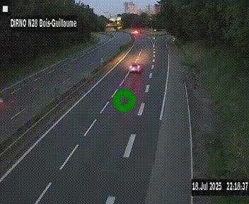 Webcam routière à hauteur de Bois-Guillaume en périphérie de Rouen. Vue orientée vers Rouen