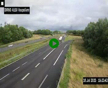Webcam autoroute A150 à hauteur de La Vaupalière en périphérie de Rouen. Vue orientée vers Rouen