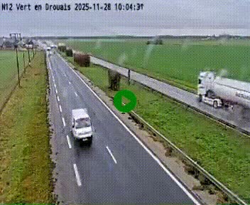 Webcam à hauteur de Vert-en-Drouais sur la N12, en périphérie de Dreux. Vue orientée vers Alençon