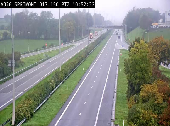 Webcam A26 (E25) à Sprimont, sur l'autoroute entre Liège et Arlon. Vue orientée vers le Luxembourg