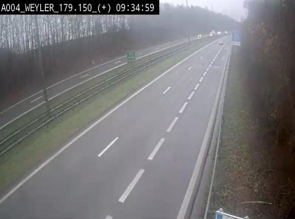 Webcam entre la sortie Arlon et la sortie Weyler sur l'E411. Vue orientée vers Luxembourg