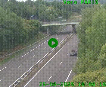 Caméra routière sur l'autoroute A20 au nord de Limoges, à la jonction avec la N520. Vue orientée vers Paris