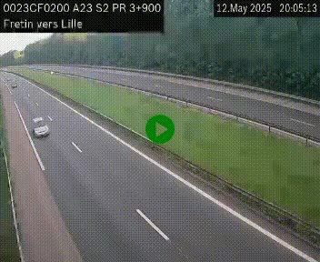 Webcam autoroute A23 à hauteur de Fretin. Vue orientée vers Lille