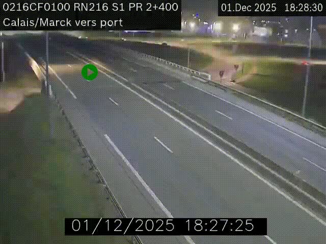 Webcam à Calais sur A216 (N216) en direction du port (harbour) de Calais.