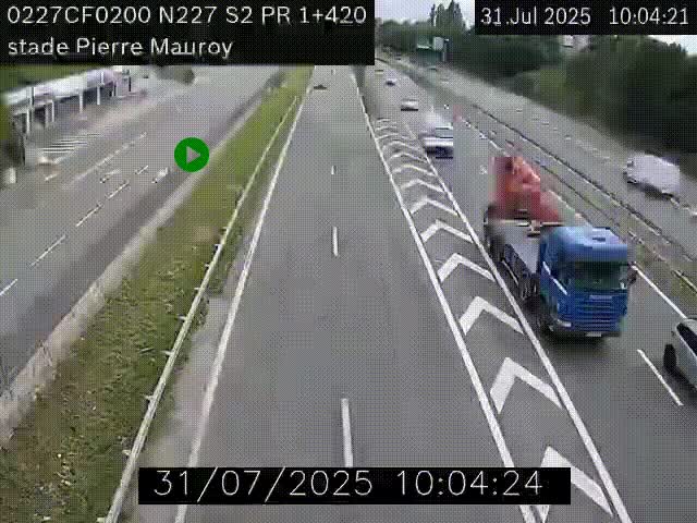 Webcam à hauteur du Stade Pierre Mauroy à Villeneuve d'Ascq sur la N227. Vue orientée vers Mons-en-Baroeul