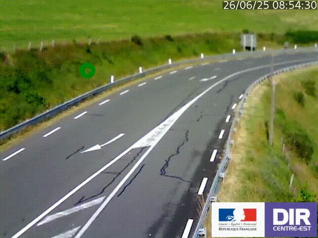 Webcam sur le col Pin Bouchain, vue orientée vers Roanne, en provenance de Lyon sur la nationale 7 (N7)