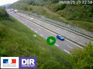 Webcam au niveau du col de Bois Clair à hauteur de Cluny sur la N79. Vue orientée vers Mâcon