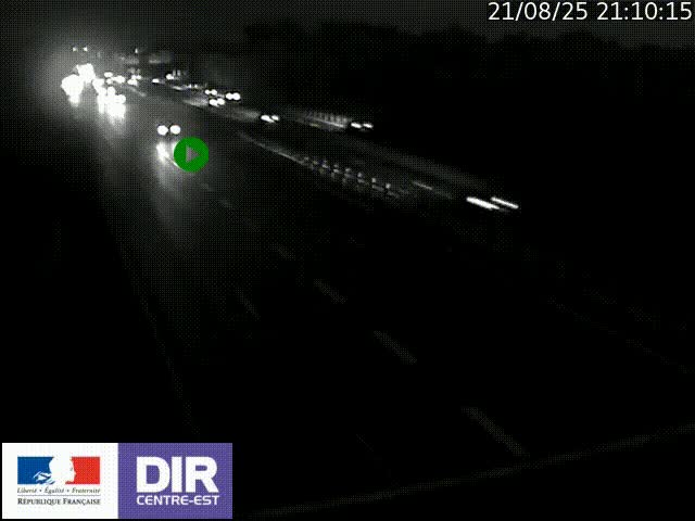 Caméra trafic à la jonction entre l'A46 (Rocade-est de Lyon) et l'A42 à hauteur de Vault-en-Velin en direction de Marseille