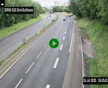 Webcam routière à hauteur de Bois-Guillaume en périphérie de Rouen. Vue orientée vers Rouen