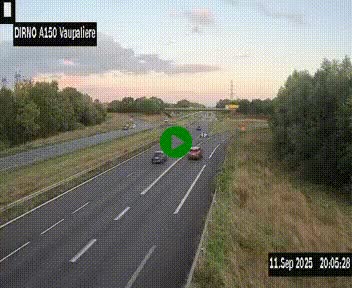 Webcam autoroute A150 à hauteur de La Vaupalière en périphérie de Rouen. Vue orientée vers Rouen