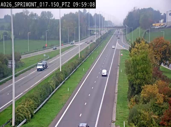 Webcam A26 (E25) à Sprimont, sur l'autoroute entre Liège et Arlon. Vue orientée vers le Luxembourg