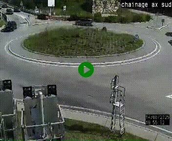 Webcam au nord d'Ax-les-Thermes au niveau de l'aire de chaînage de la N20. Vue orientée vers les Pyrénées, en direction de Pas de la Case