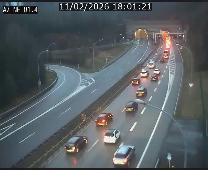 Caméra autoroute Luxembourg A7 - Echangeur Waldhaff - direction Tunnel Stafelter