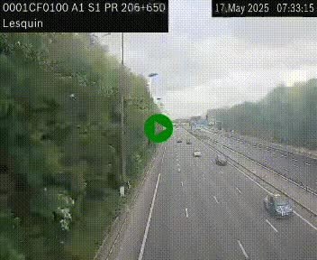 Webcam autoroute A1 à hauteur de Lesquin. Vue orientée vers Lille
