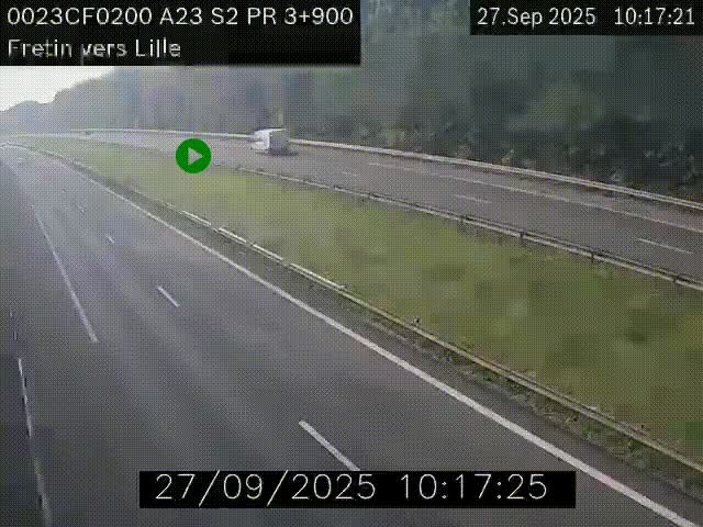 Webcam autoroute A23 à hauteur de Fretin. Vue orientée vers Lille