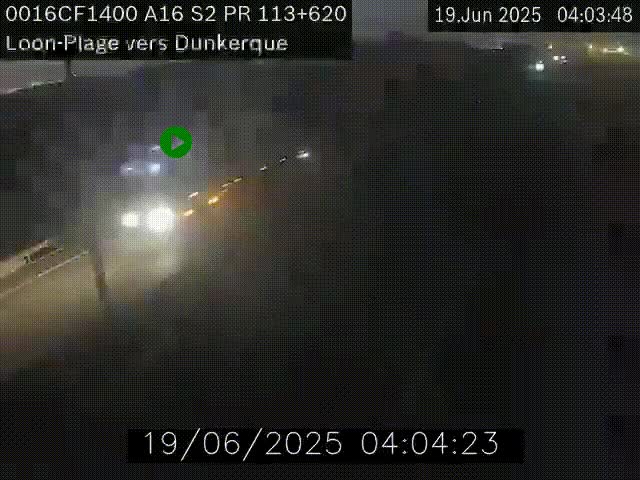 Webcam autoroute A16 à hauteur de Loon-Plage. Vue orientée vers Dunkerque et la Belgique.