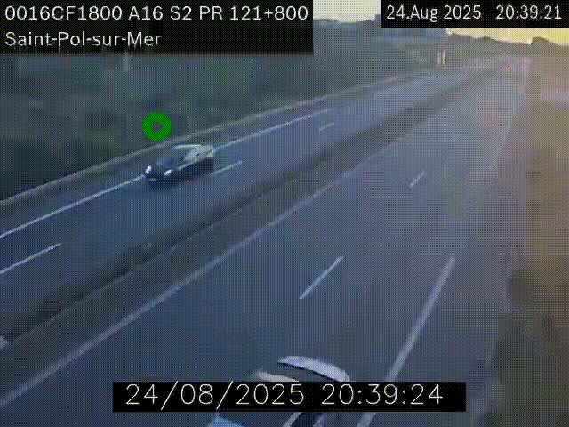 Webcam autoroute A16 à proximité de Dunkerque, à hauteur de la sortie Saint-Pol-sur-Mer. Vue orientée vers Calais