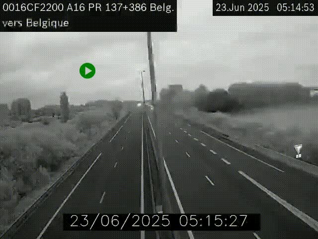 Webcam à la frontière franco-belge au niveau de Bray-Dunes/De-Panne sur l'autoroute A16. Vue orientée vers la Belgique