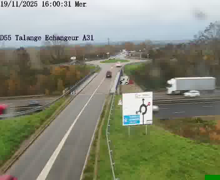 Webcam sur la D55 à Talange au niveau du pont surplombant l'A31 (sens droite-gauche vers Luxembourg). Vue orientée vers Ay-sur-Moselle.