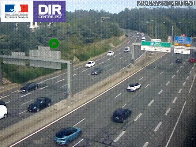 Caméra de circulation routière sur le boulevard périphérique Laurent Bonnevay de Lyon (D383) à hauteur de Bron, avant la jonction avec l'A43. Vue orientée vers l'échangeur