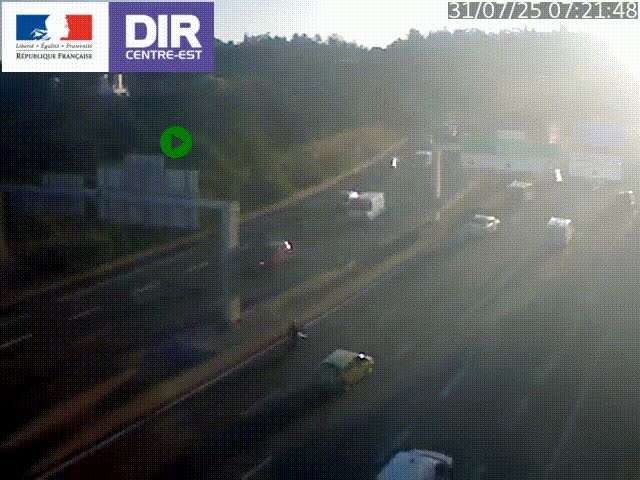 Caméra de circulation routière sur le boulevard périphérique Laurent Bonnevay de Lyon (D383) à hauteur de Bron, avant la jonction avec l'A43. Vue orientée vers l'échangeur