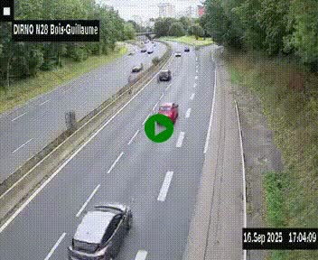 Webcam routière à hauteur de Bois-Guillaume en périphérie de Rouen. Vue orientée vers Rouen