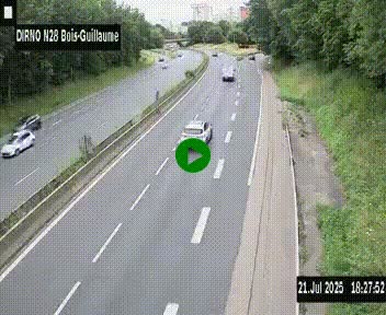 Webcam routière à hauteur de Bois-Guillaume en périphérie de Rouen. Vue orientée vers Rouen